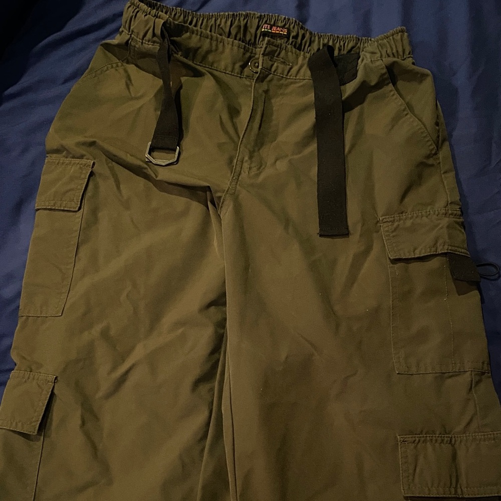 Olive Cargo Pants with Black Belt